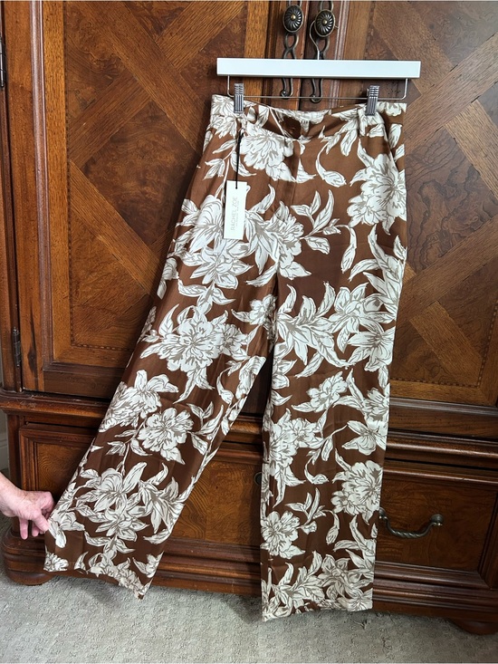 Rachel Zoe Pants - En Saison Wide-Leg Floral Print Pants in Brown and Cream